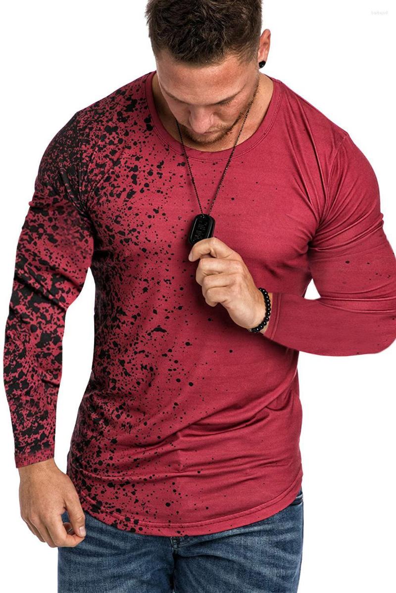 

Men's T Shirts Long Sleeve O-Neck T-Shirts Tees Men 3D Print Gradient Color Tshirt Streetwear Causal Summer Man Slim T-shirt Plus Size -3XL, White