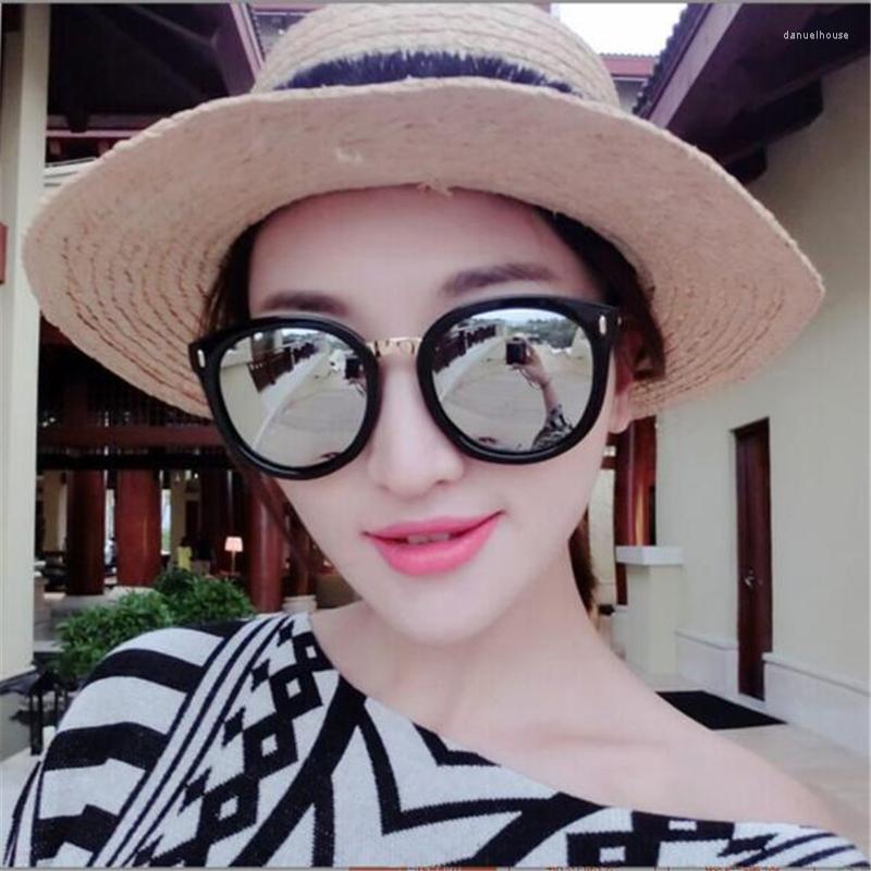 

Sunglasses Ladies Color Film Retro Wholesale Round Coated Reflector UV Protection Luxury Glasses For Men