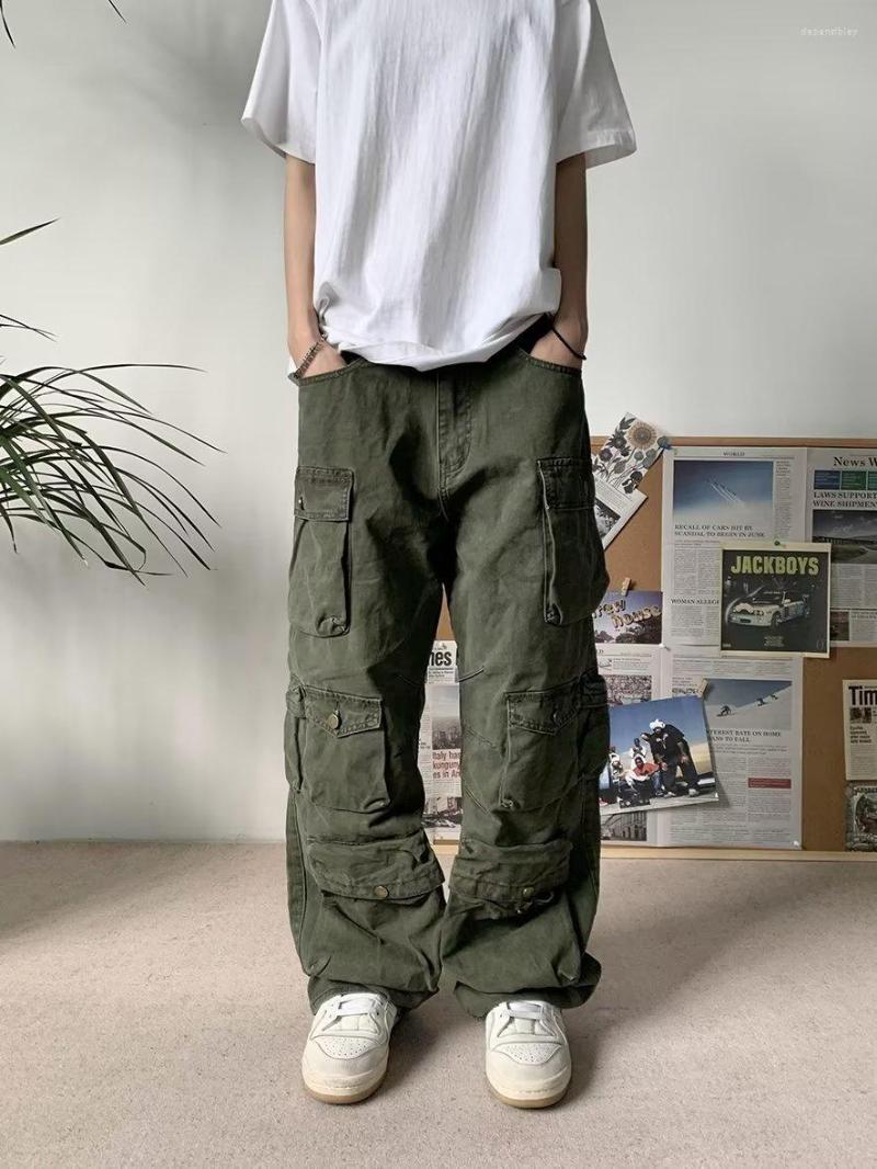 

Men's Pants Autumn Oversize Multi-pocket Men Cargo Trousers Mopping Harajuku Overalls Baggy Women Casual Spring Straight, Dk22-green