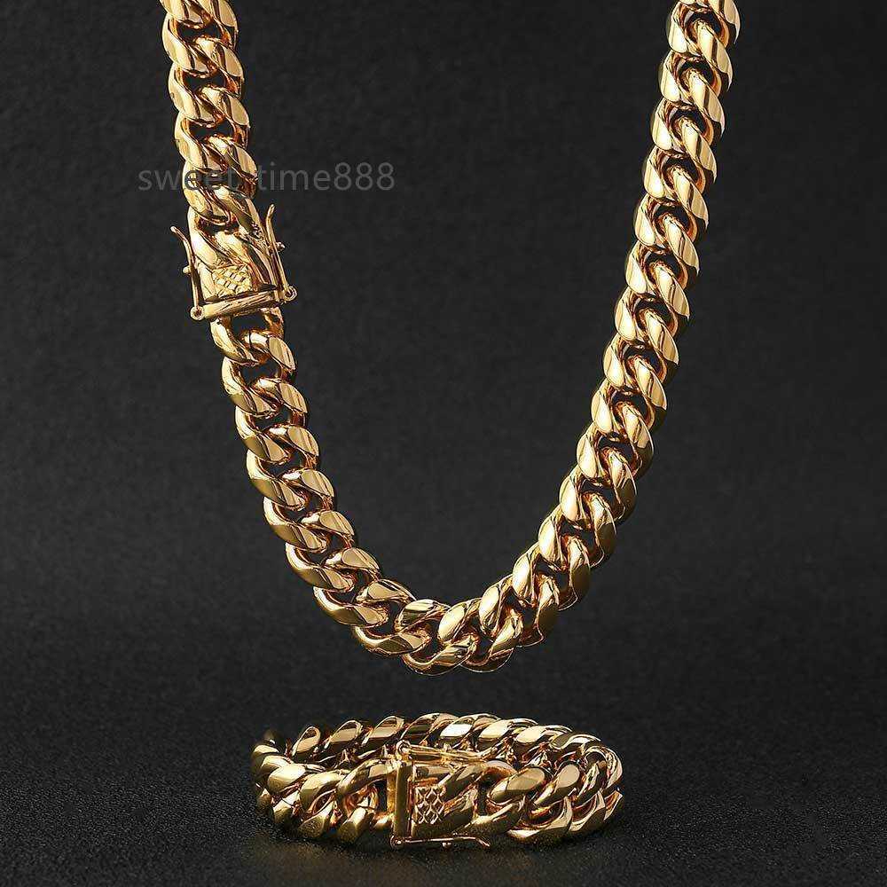 

Wholesale 14k 18k Gold Filled Chain Mens Gold Plated Necklace Set Jewelry Cuban Stainless Steel Necklace Gold Chain for Men