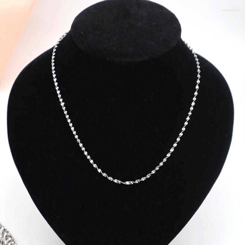 

Chains 925 Sterling Silver Water Wave Chain Necklaces For Women Men Only Twisted Necklace Accessories Findings & Components