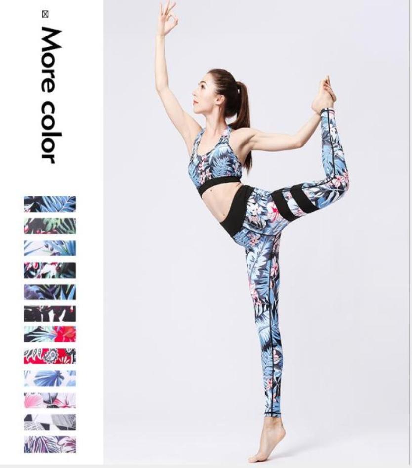 

Yoga Suit Women Fitness Twopiece Suit Printed Quickdrying Sports Bra Tights1087238, Red
