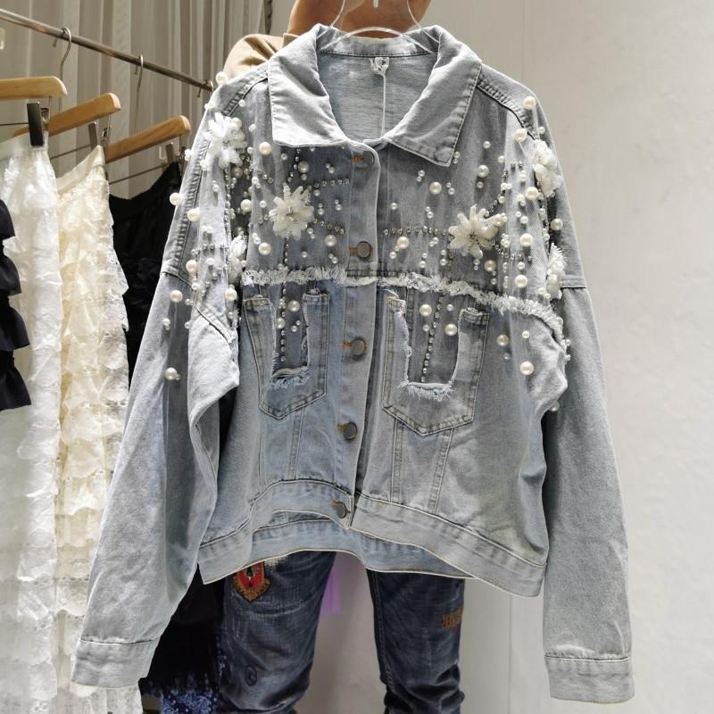 

Women's Jackets Embroidered Denim Series Early Spring 2023 Korean Loose Set Diamond Beaded Jacket For Women, Picture color