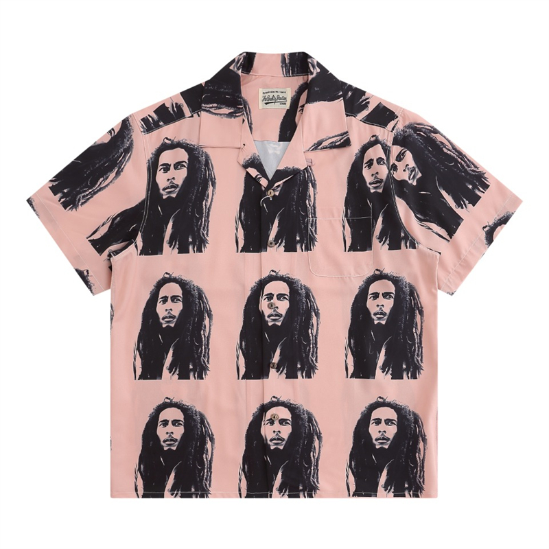 

Men' Casual Shirts Summer WACKO MARIA Shirt Men Women Full Printed Character Pattern Hawaiian Short Sleeve Tee 230508