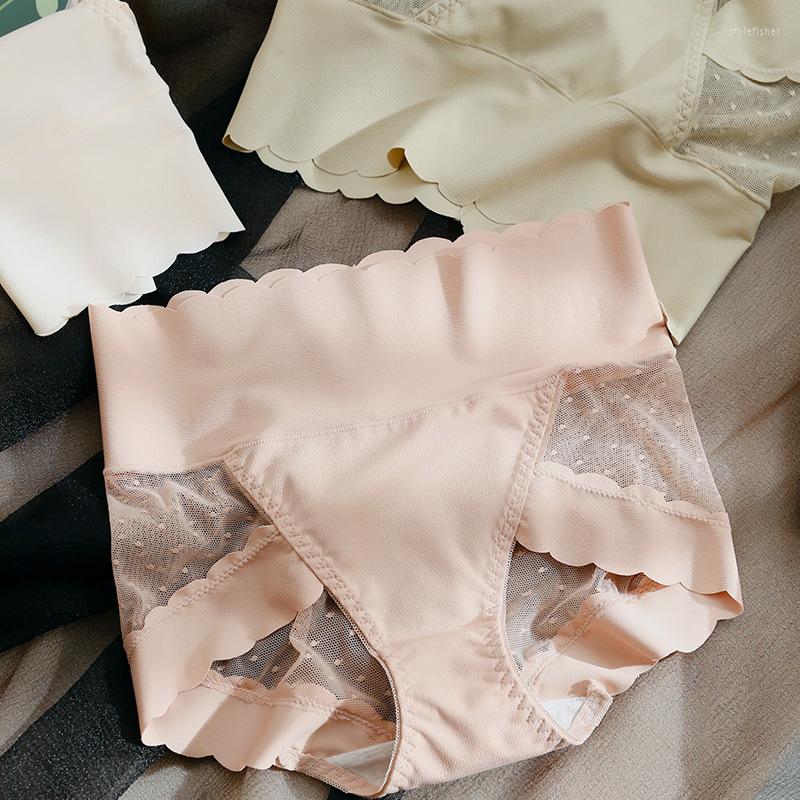 

Women's Panties -L Women's Sexy Lace Underpants Plus Size High Waist Seamless Briefs Fashion Hollow Out Female Lingerie, Red bean paste