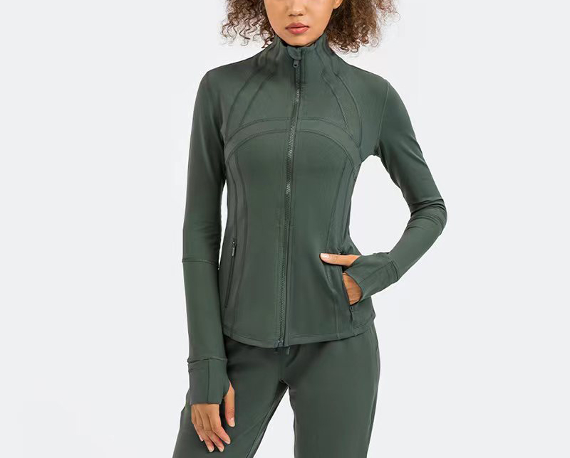 

Yoga women active shirts yoga coats long sleeved standing neck zipper slim fitting womens yoga coat fashionable versatile outdoor training sports activewear