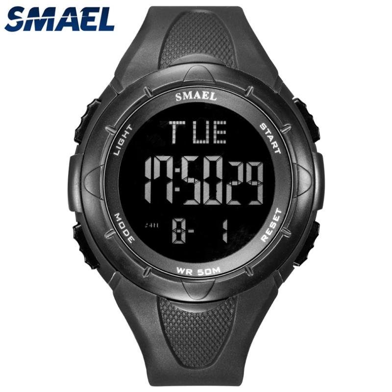 

Wristwatches Digital Watch Men SMAEL 50M Waterproof Watches Led Clock Alarm Black Bracelet Stopwatch 1016 Sport For MenWristwatches, Blue