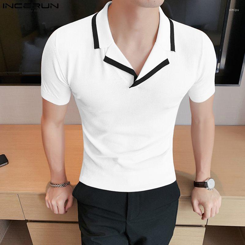 

Men' Casual Shirts 2023 Men Shirt Patchwork Lapel Short Sleeve Streetwear Korean Style Clothing Summer Fashion -5XL INCERUN, White