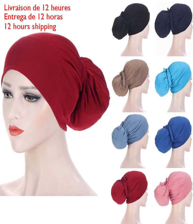 

Solid Color Bandage Easy Cap Jersey Hijabs for Long Hair Women Elastic Soft Headband Turban Chemo Hat Muslim Fashion Accessories X1514445