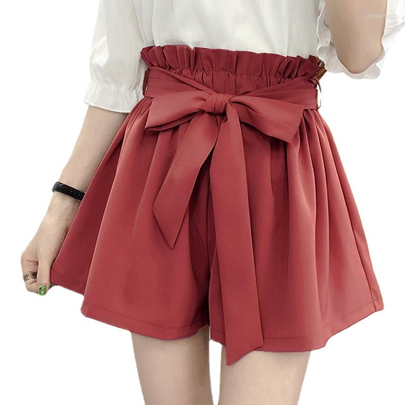 

Women' Shorts Women Korean Style Casual Chic Simple High Quality Womens All-match Loose Elastic Waist Solid Sashes Elegant, Black