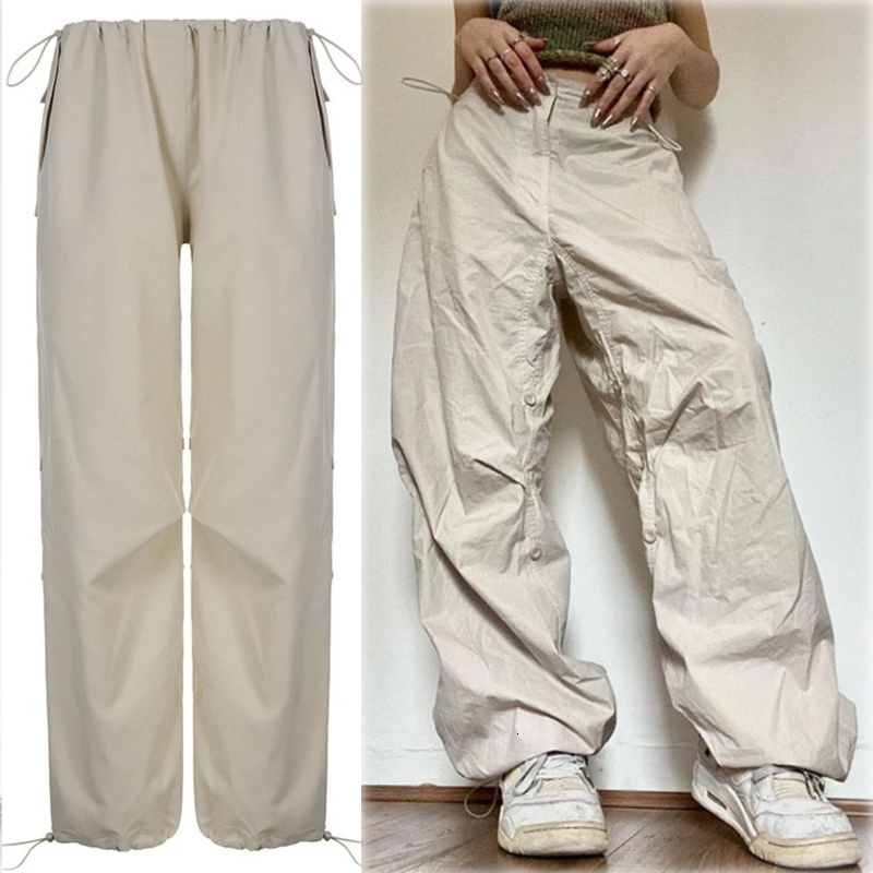

Women' Pants Capris Women Y2K Cargo Pants Solid Low Waist Sweatpants Drawstring Wide Leg Baggy Trousers Summer Streetwear Punk Casual Tech Pant 230508, Auburn