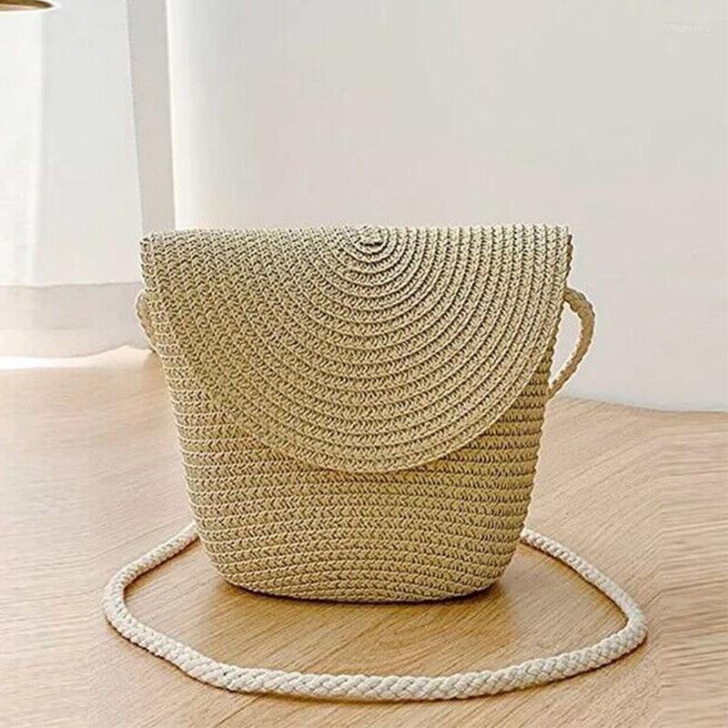 

Evening Bags 2023 Women's Straw Plait Small Square One Shoulder Slanted Across Bag Handbag Coin Purses Summer Casual Sweet Holiday Tote, Khaki