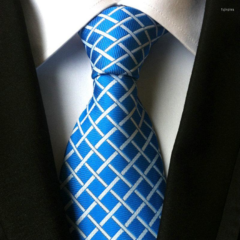 

Bow Ties 2023 Men Jacquard Woven Bling Plaid Wedding Banquet Party Suit Neck Tie Skinny Polyester 8cm Silk Satin Business Necktie Cravat