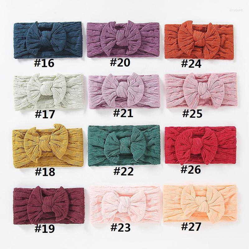 

Hair Accessories 100 Pcs/lot Wholesale Classic Knot Bow Soft Nylon Headbands Waffle Knit Wide Headwrap 27 Colors Available, You choose colors