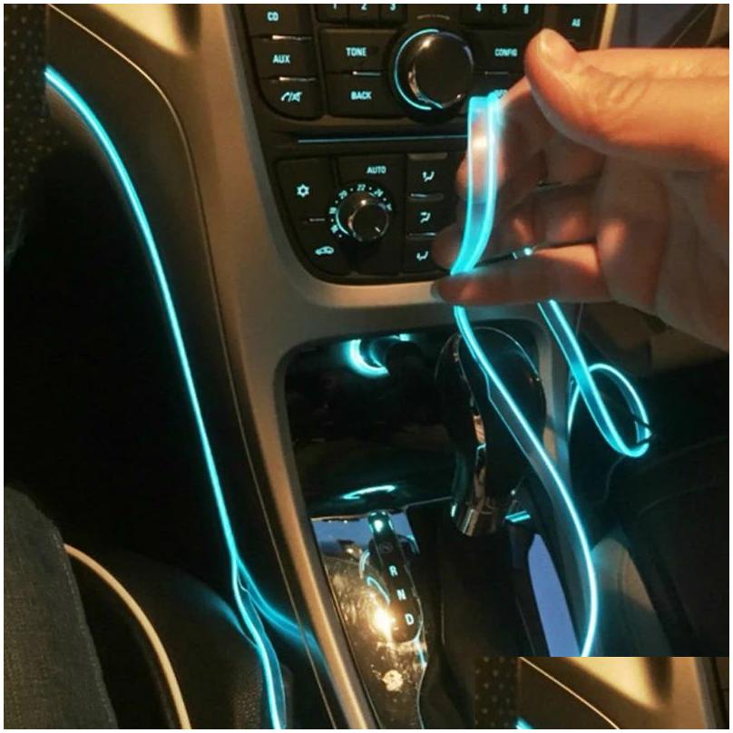 motocovers 5m car interior accessories atmosphere lamp el cold light line with usb diy decorative dashboard console auto led ambient