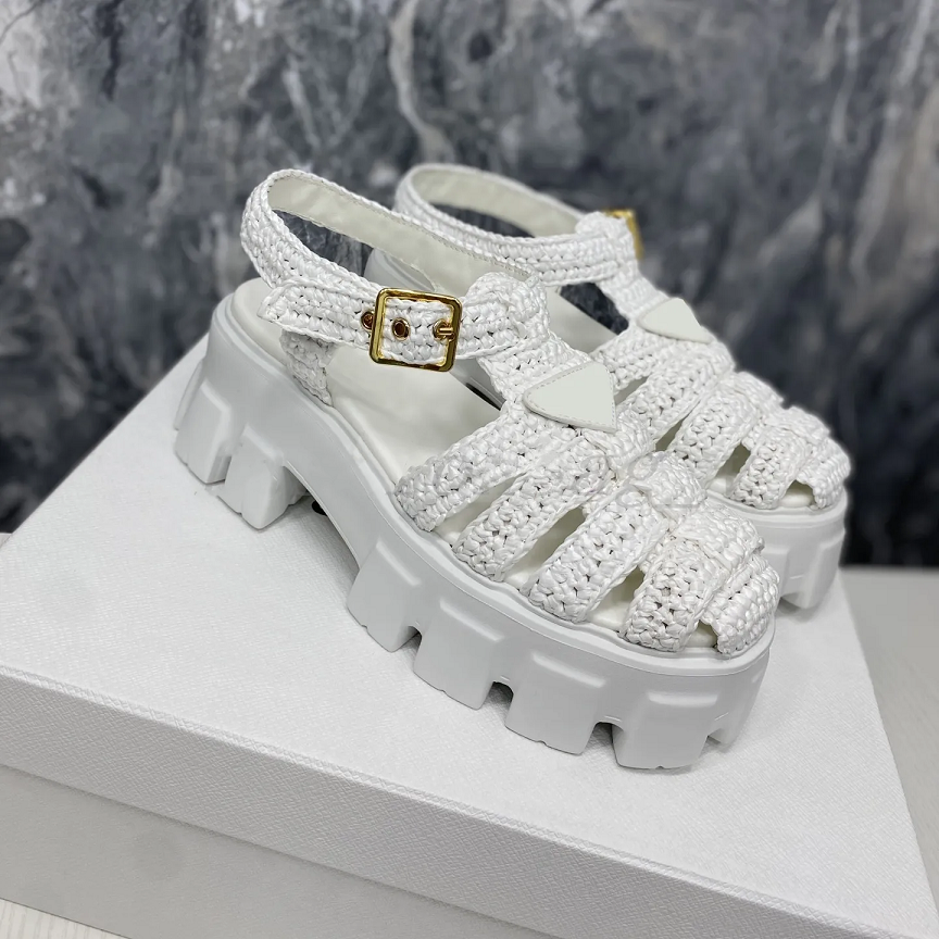 

Designer Sandals Women Monolith Fiber Women Sandals Summer Muffin Thick Sole Beach Roman Shoes Fresh Color Shoes