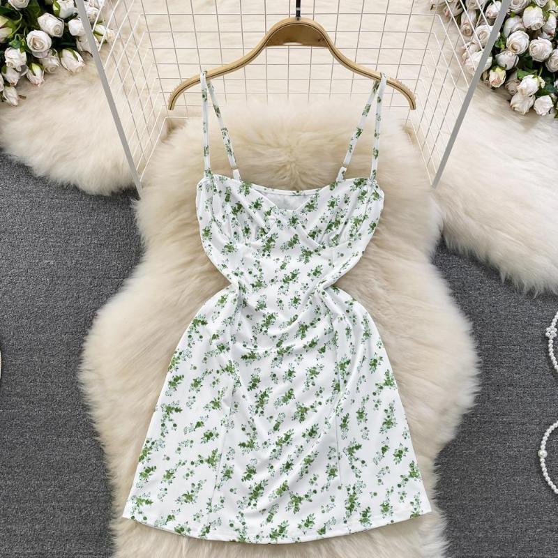 

Casual Dresses Women' Summer 2023 Sweet Kawaii Princess Floral Dress Japanese Korean Girls Elegant Suspender Clothes, As shown