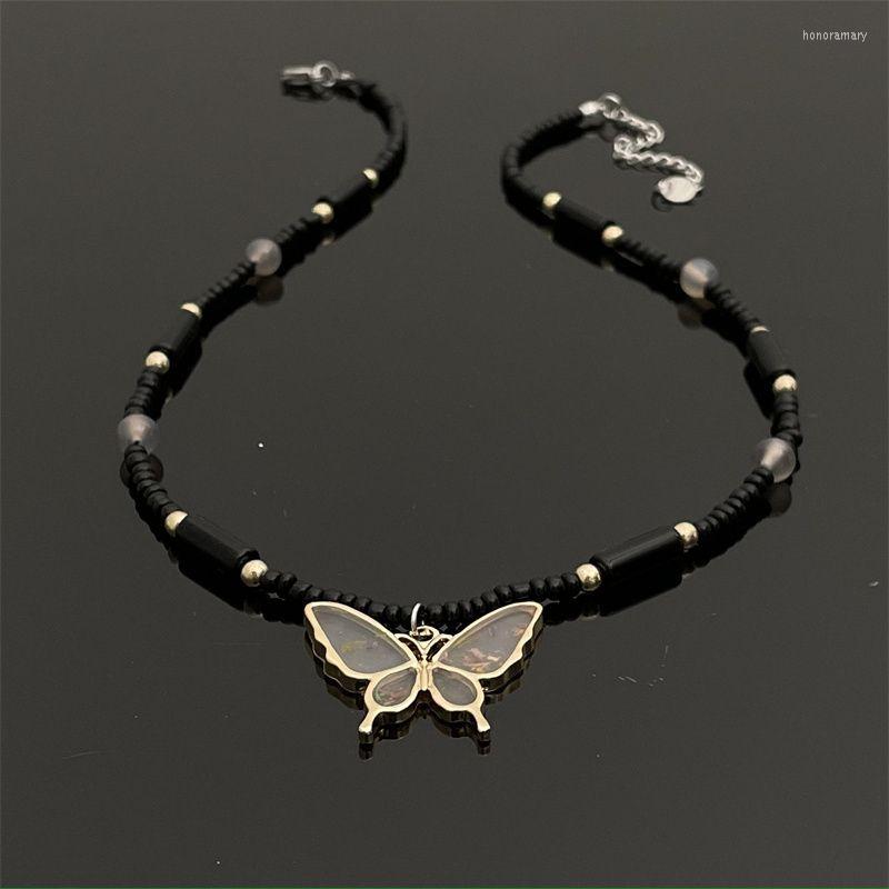 

Chains Butterfly Beaded Necklace Women Hip Hop Fashion Cool Accessories Retro Decorative Collar Chain