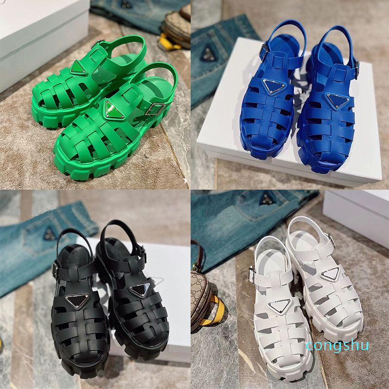 

New Designer Sandals Rubber Thick Soled Gear Hollow Baotou Ladies Casual Heightening Buckle Roman Tide Outdoor Beach Sandal With Box