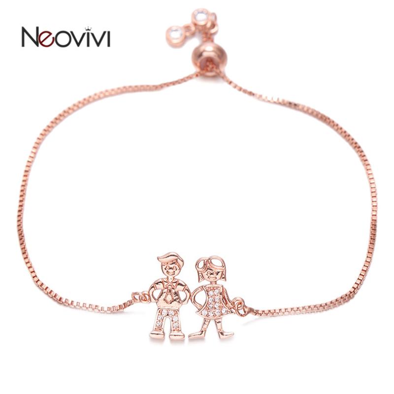 

Link Bracelets Chain Neovivi Lover Charm With Women Men Micro Pave Zircon Copper Adjustable Bracelet Couple Jewelry Wish Gifts