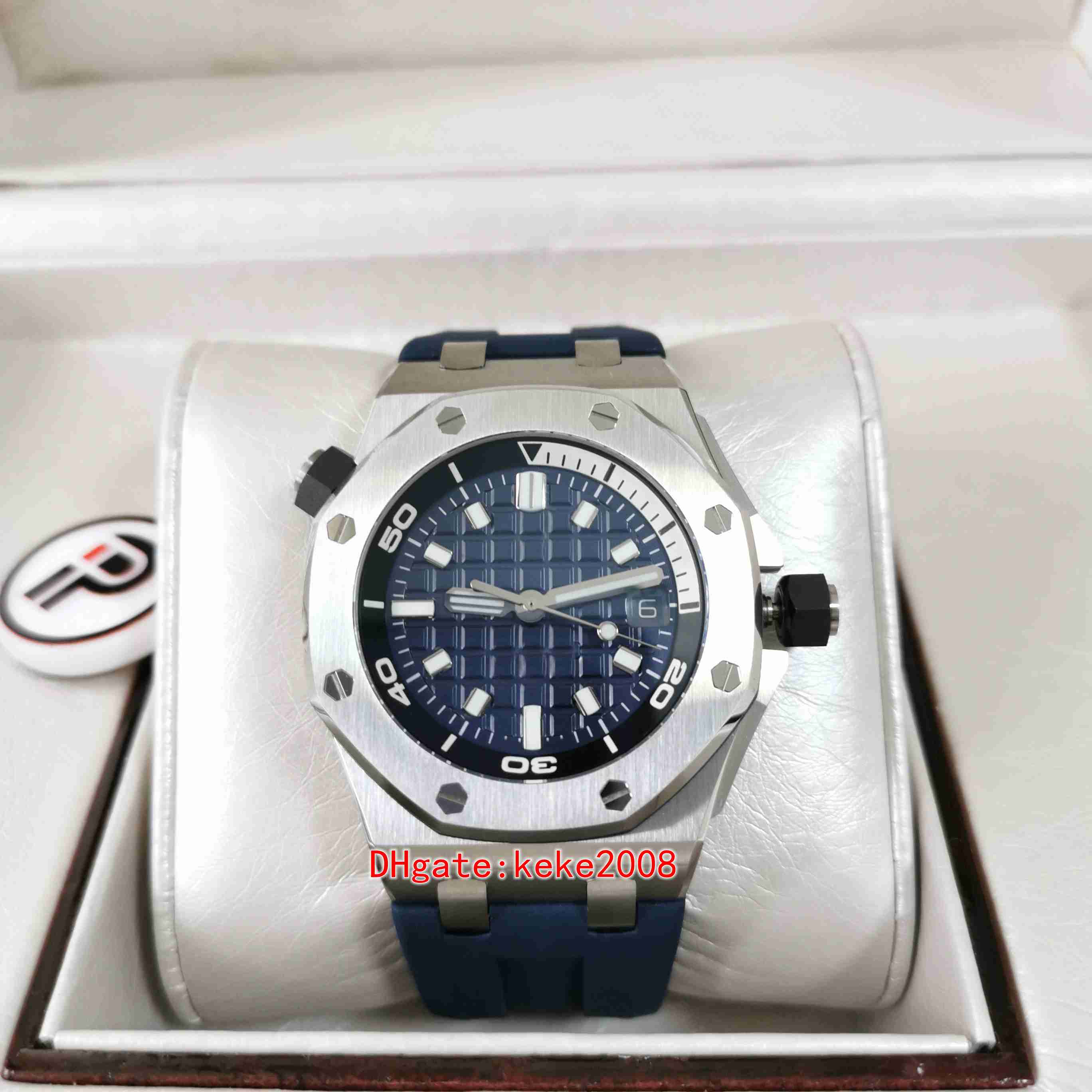 

Super men watches 15720ST.OO.A027CA.01 15720 42mm Calibre 4308 Movement Sapphire blue Rubber Bands Back transparent Automatic mechanical men watch wristwatches, Buy box 1