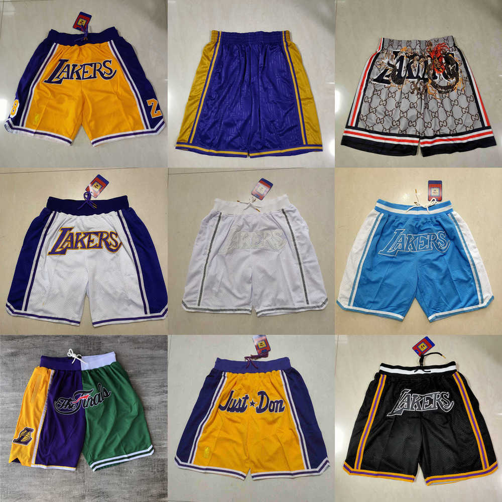 

2023 Los Angeles''Lakers''men Throwback Basketball Shorts pocket purple, Color