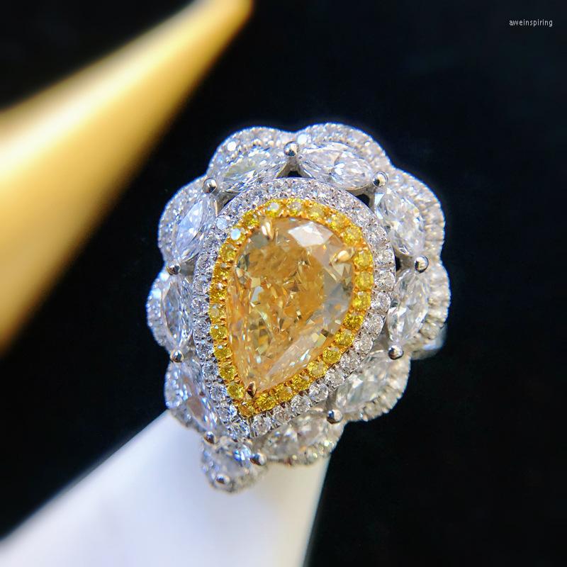 

Cluster Rings Yellow Zircon Chinese Jewelry Adjustable Ring Jade Fashion Women Amulet Crystal Gemstone Talismans Natural 925 Silver