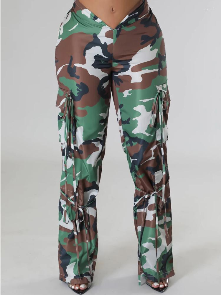 

Women' Pants Sexy Low Waist Camouflage Women Jogger 2023 Summer Fashion Elegant Streetwear Bandage Lace Up Cargo Female Trousers, Only pant 2