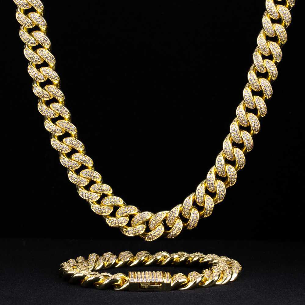 

Krkc Co Thick Gold Chain for Men Heavy Men's Bling Hip Hop Chain with Stone 12mm Cuban Link Gold Iced Out Cuban Chain