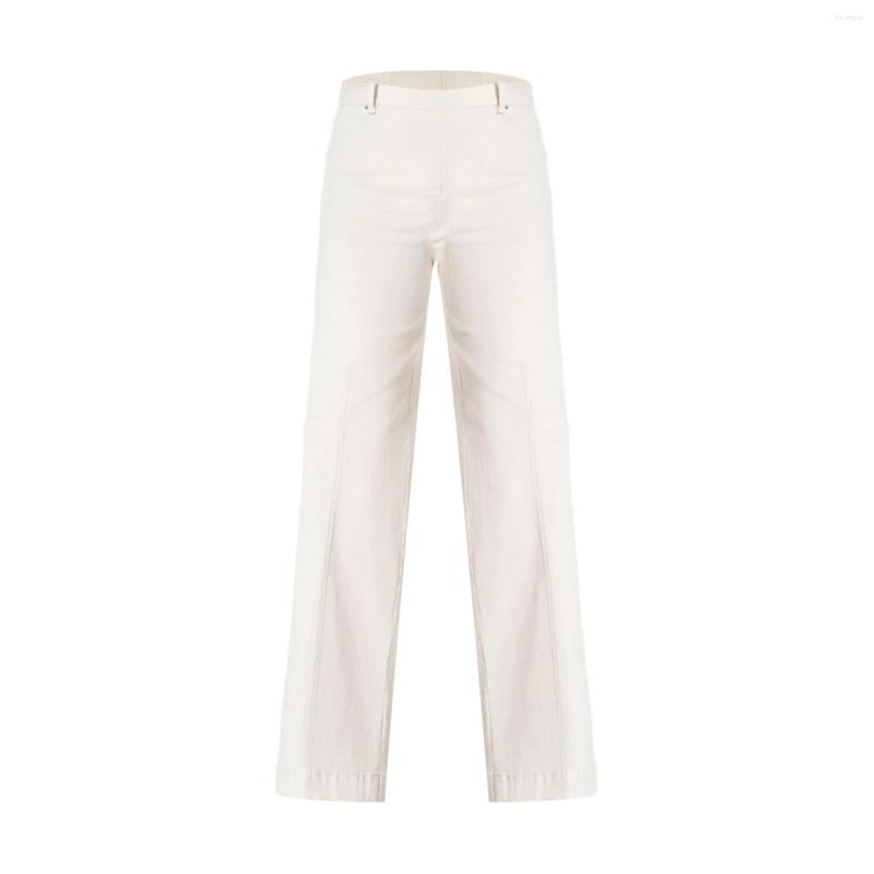 

Active Pants Wide Leg Jeans For Women High Waisted Baggy Seamed Front Winter Tops Office, White