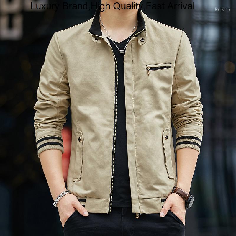 

Men's Jackets Autumn Business Mens Bomber Cargo Casual Male Military Coats Men Stand Collar Slim Baseball, Black