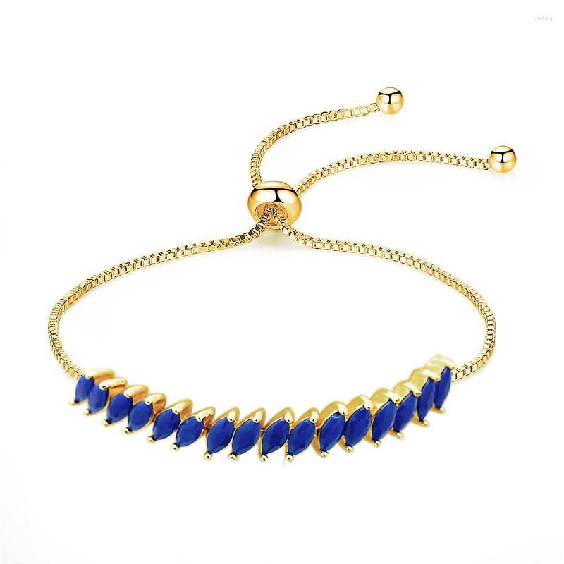 

Charm Bracelets Trendy Gold Copper Plated Bracelet Blue Green Pink Leaf Zircon For Women Fashion Accessories Wedding Party Birthday Gift