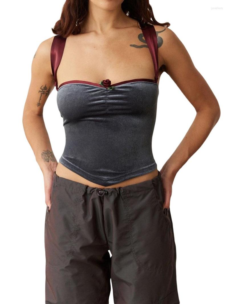 

Women' Tanks Women Sexy Square Neck Camisole Sleeveless Tie Backless Aesthetic Trendy Tank Top Going Out Crop Streetwear Clubwear, Gray