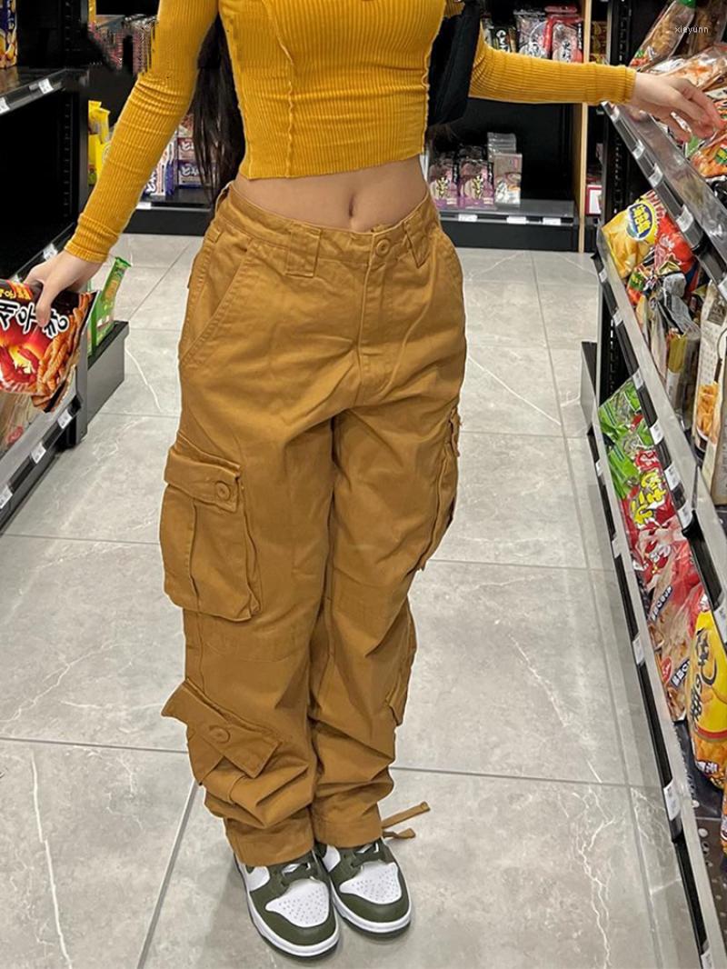 

Women's Pants Cargo Baggy Jeans Women Fashion Overalls 90s Streetwear Pockets Wide Leg High Waist Casual Y2k Denim Trousers 2023, Gray