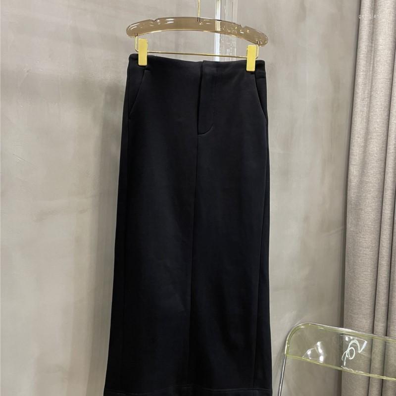 

Skirts Slit Hoodie Long Skirt Pure Black Timeout And More Tension Universal Collocation