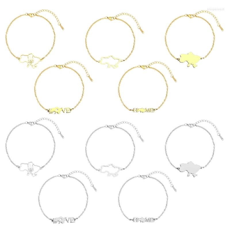 

Link Bracelets Ukraine Map Pendant Flag Jewelry Chain Stainless Steel Material