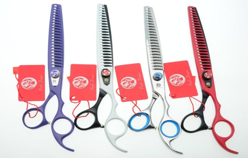 

80039039 225cm Purple Dragon Professional Dogs Cats Pets Hair Hairdressing Scissors 23 Teeth Fishbone Thinning Shears Z4003333656