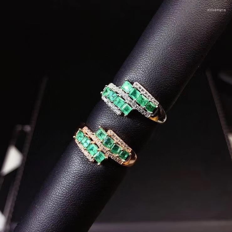 

Cluster Rings The Gift For Your Loved Wife Natural Emerald Ring 925 Sterling Silver Fine Jewelry Men Or Women