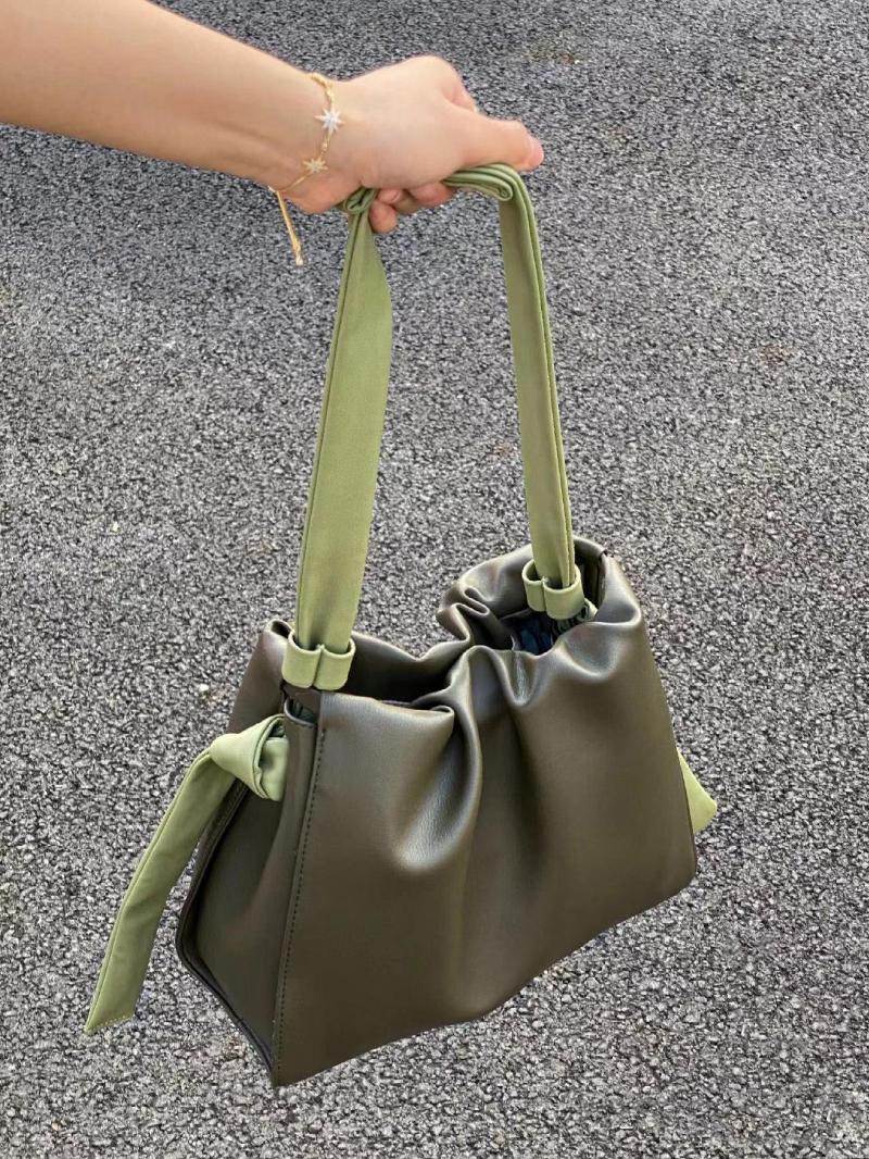 

Evening Bags Women Large Bucket Shopper Bag Fashion Soft PU Leather Shoulder Messenger Ladies Cloud Crossbody Tote Handbag, Green