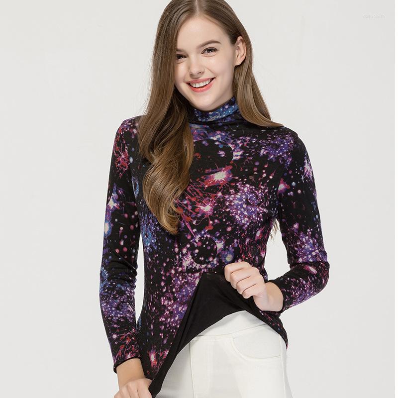 

Women's Sweaters Cardigan Women Autumn And Winter Printing Double High Collar Long Sleeve Knitting Bottoming Sweater Pullover 1062