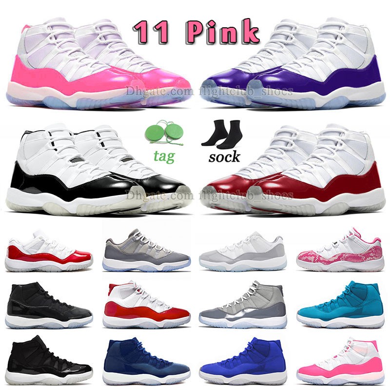 

2023 Jumpman 11s pink basketball shoes jordens 11 cherry red and white Jubilee 25th Anniversary High Concord Bred Low Cement Grey Purple Space Jam Jordans11 Sneakers, A58 40-47 purple