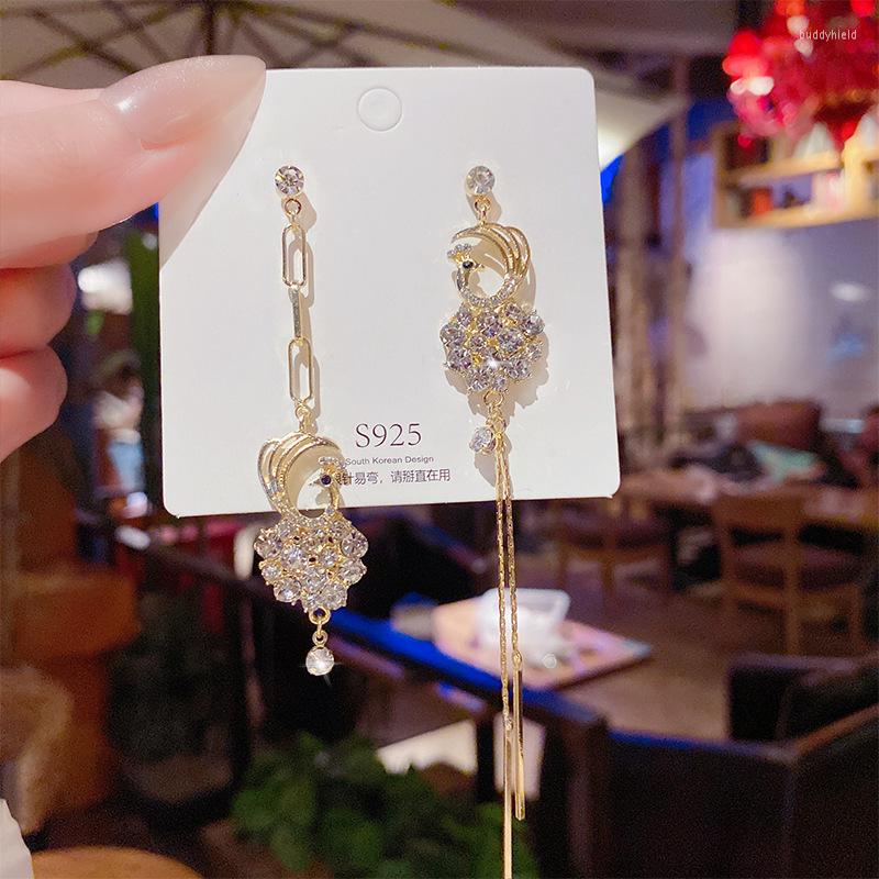 

Dangle Earrings Silver Needle Super Fairy Long Stud Female Net Red High-endEarrings Trendy Phoenix Tassel Drop Modern Stylish