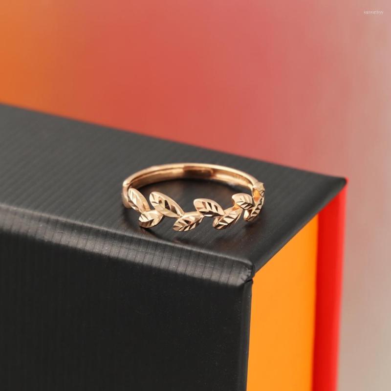 

Cluster Rings Au750 Real Pure 18K Rose Gold Band Ring Star Leaf Queen Women Lucky Gift Adjustable / Choose One