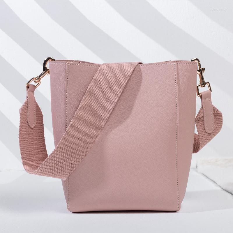 

Evening Bags Design Bucket Shoulder Bag For Women Handbags PU Leather Messenger Wide Straps Ladies Big Bolsa, Gray