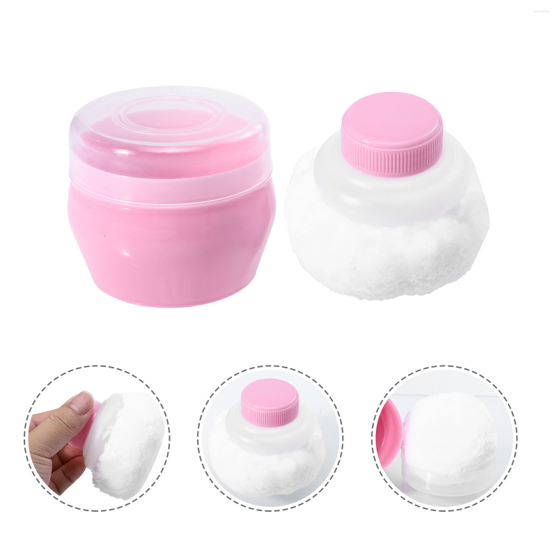 

Makeup Sponges 2 Sets Baby After- Bath Puff Box Powder Holder Fluffy Body