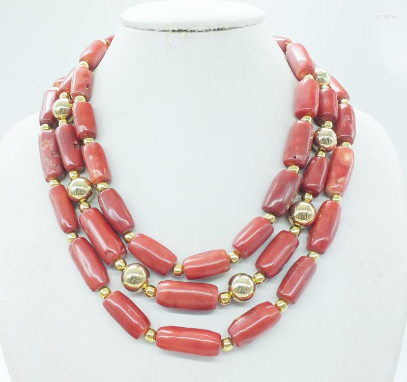 

Necklace Earrings Set 3rows Brown Nigerian Bride Wedding Coral Necklace. Bracelet Earring, Picture shown