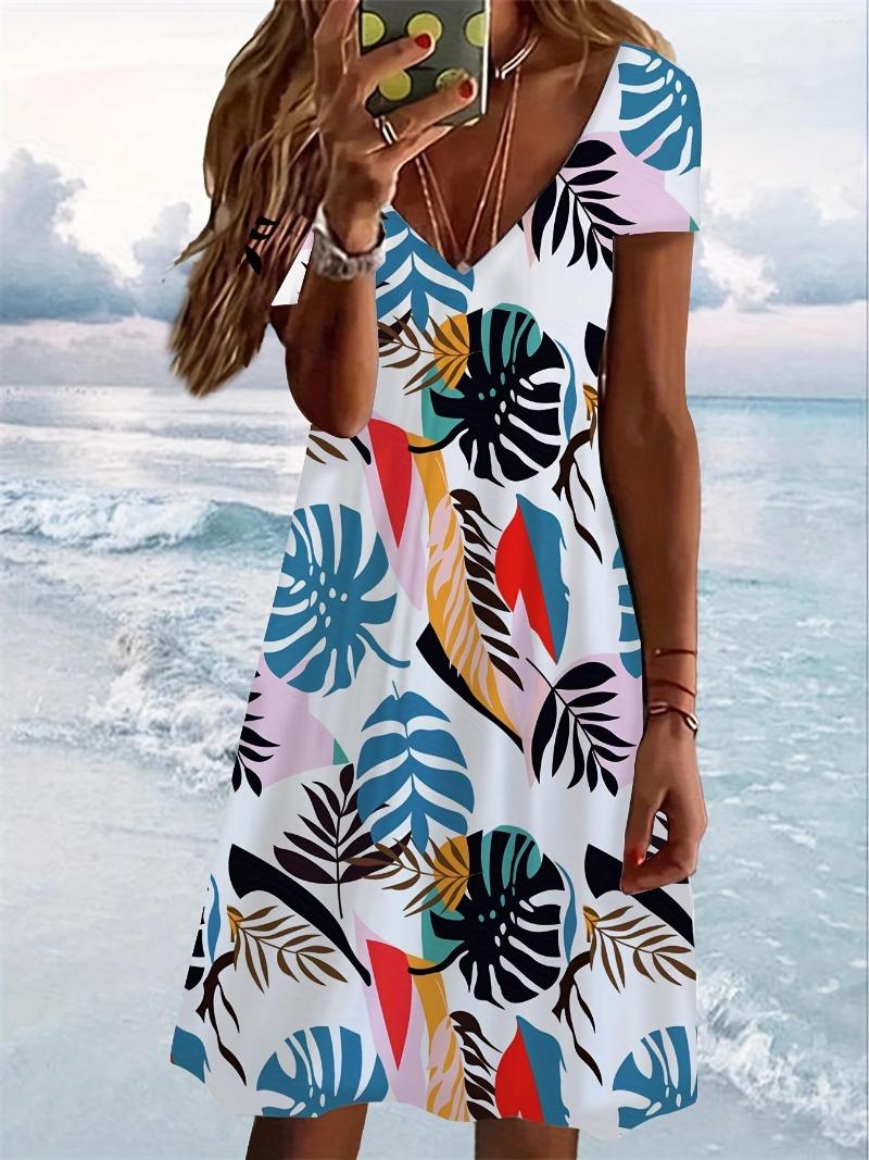 

Casual Dresses Summer For Women 2023 Elegant Print V Neck Sexy Party Mini Dress Beach Outfits Vestidos Ms Chuh, Beige