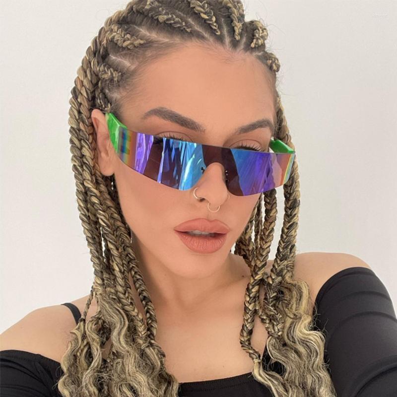 

Sunglasses Rimless Y2K For Women Men Trendy Shield Wrap Around Oversized Fashion Frameless Sun Glasses