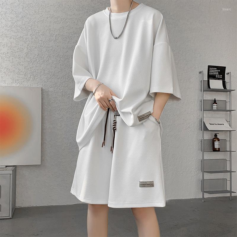 

Men's Tracksuits Summer Sets Men Fashion Oversized Short Sleeved T-shirt/shorts Mens Two-piece Streetwear Loose Sports Set M-5XL, Gray