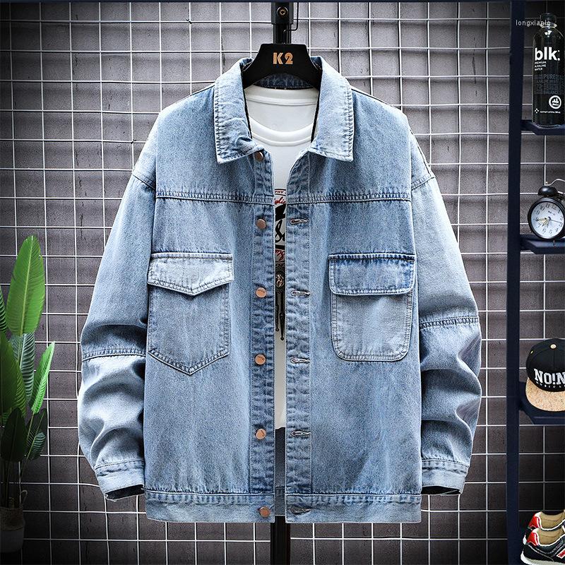 

Men's Jackets Men's Large Size Coat Denim Jacket Solid Color Tooling Youth Everything, Black